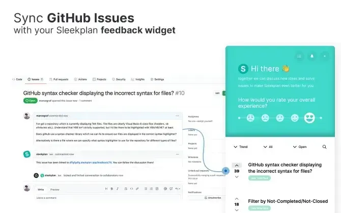 Sleekplan widget rendering GitHub Issues