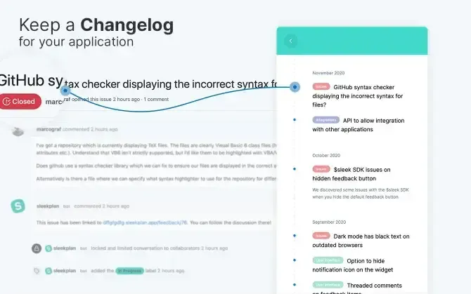 Status sync between GitHub and Sleekplan