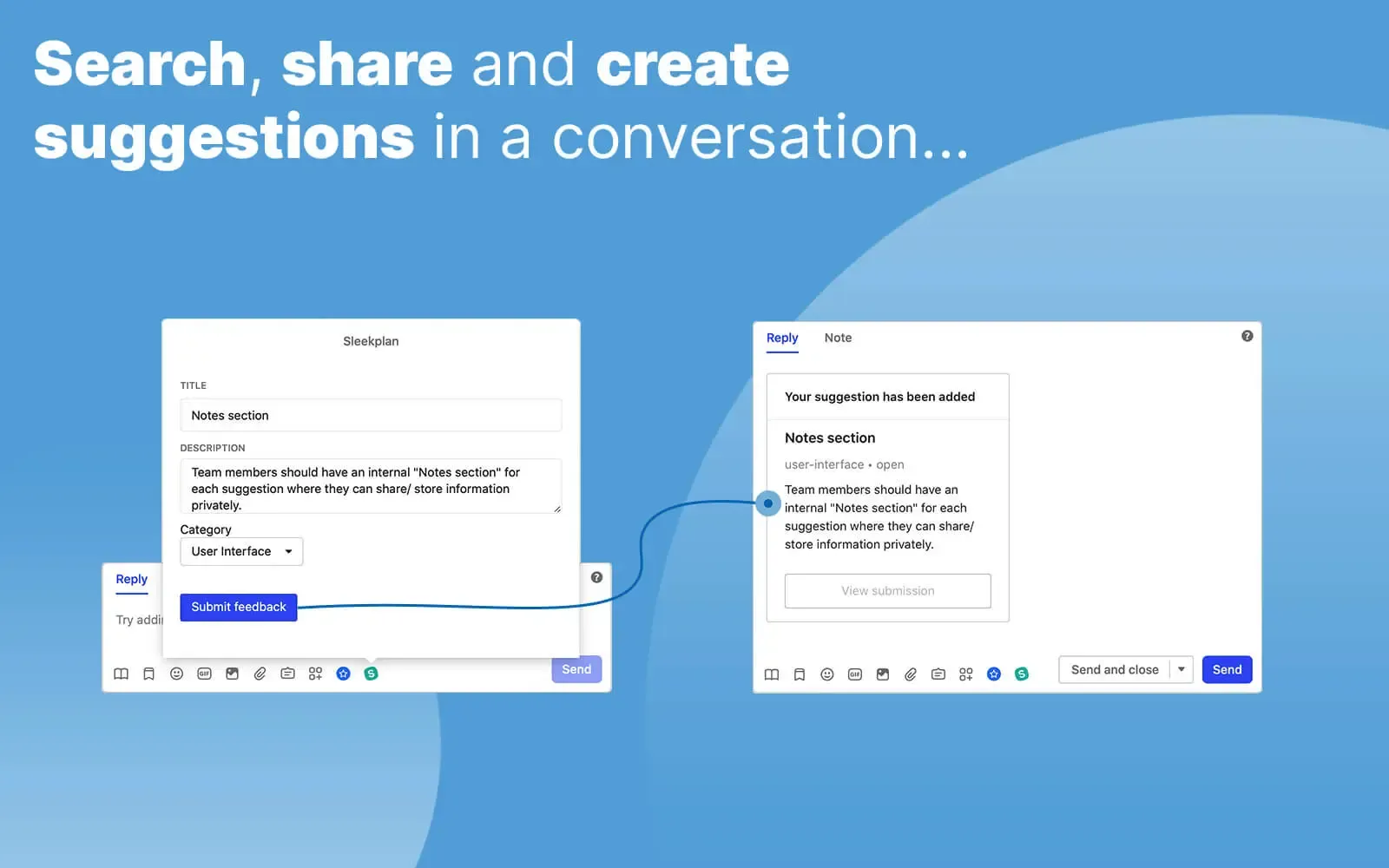 Searching and voting on suggestions inside Intercom