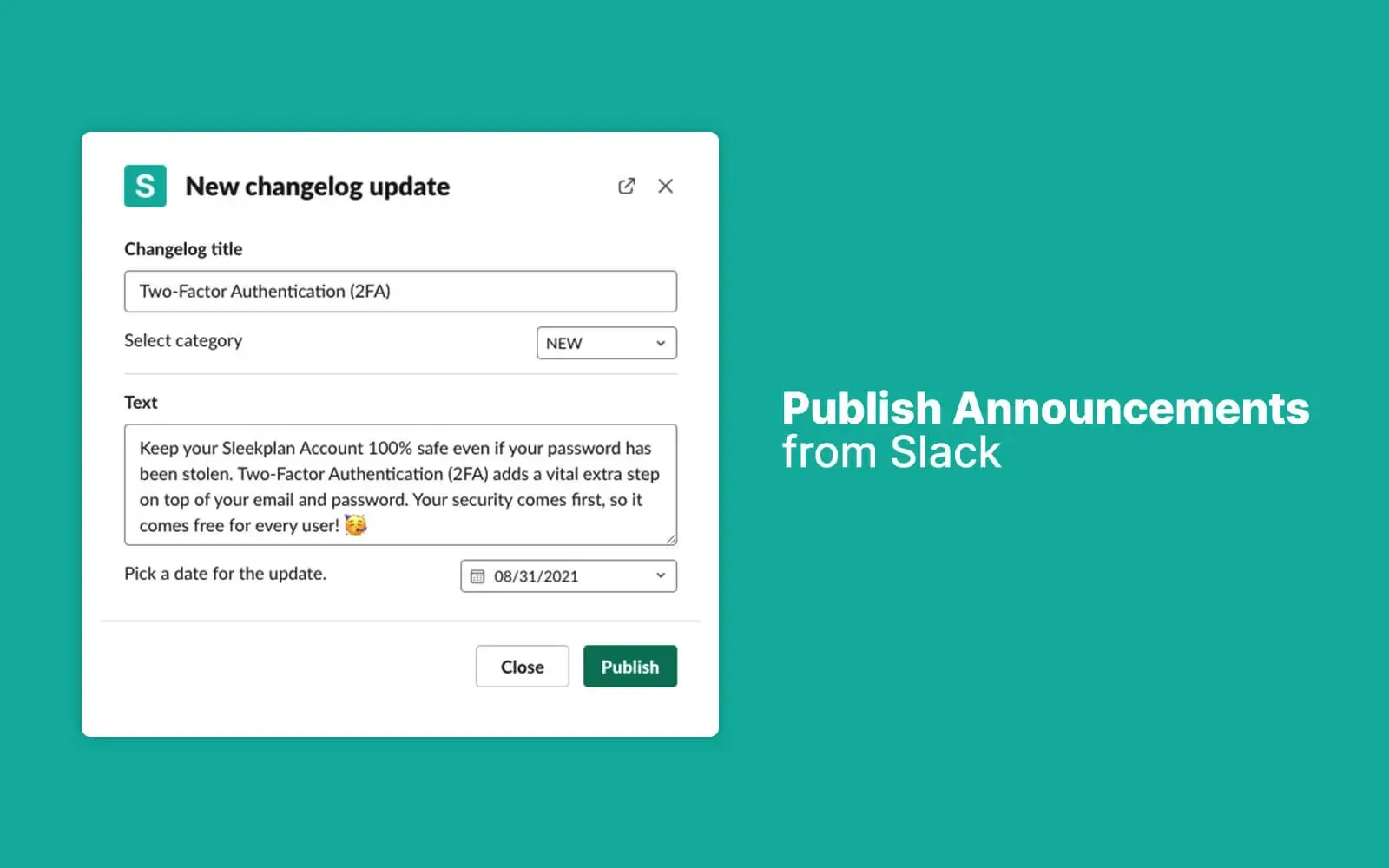 Publishing changelog updates straight from Slack