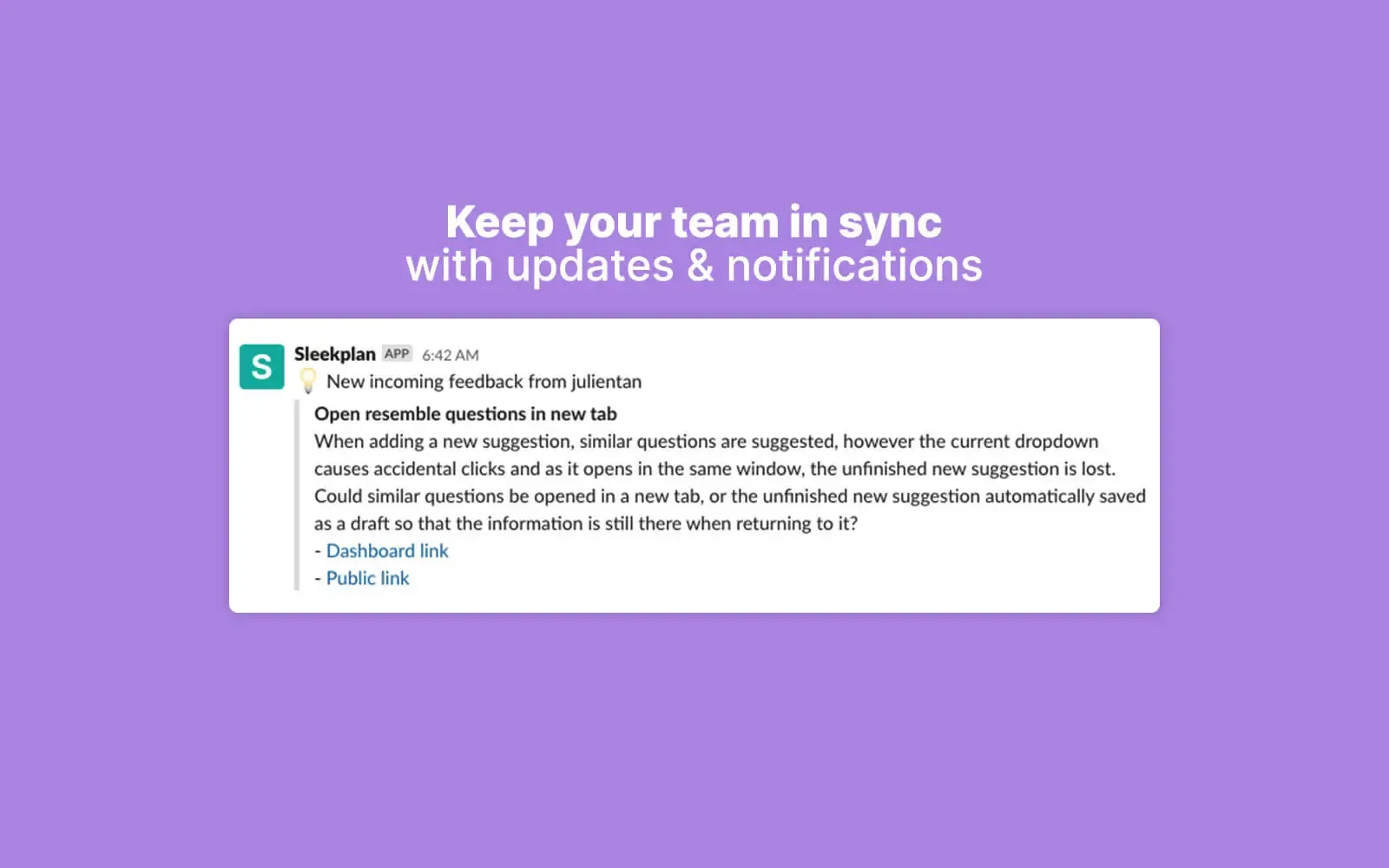 Slack notifications for new feedback and CSAT votes