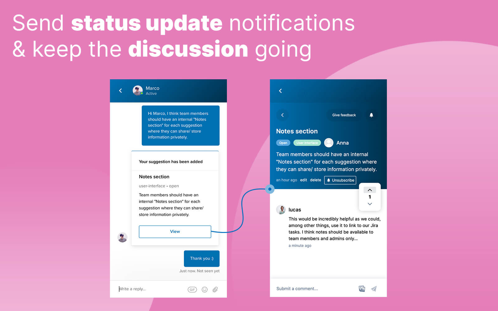 Notify your user as soon as the status of an item changed Notify your user as soon as the status of an item changed